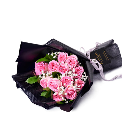 Valentine's Day 12 Stem Pink Rose Bouquet, New York Same Day Flower Delivery, Valentine's Day gifts, rose gifts