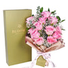 Mother’s Day 12 Stem Pink Rose Bouquet with Box from New York Blooms - Floral Gift Box Set - New York Delivery.