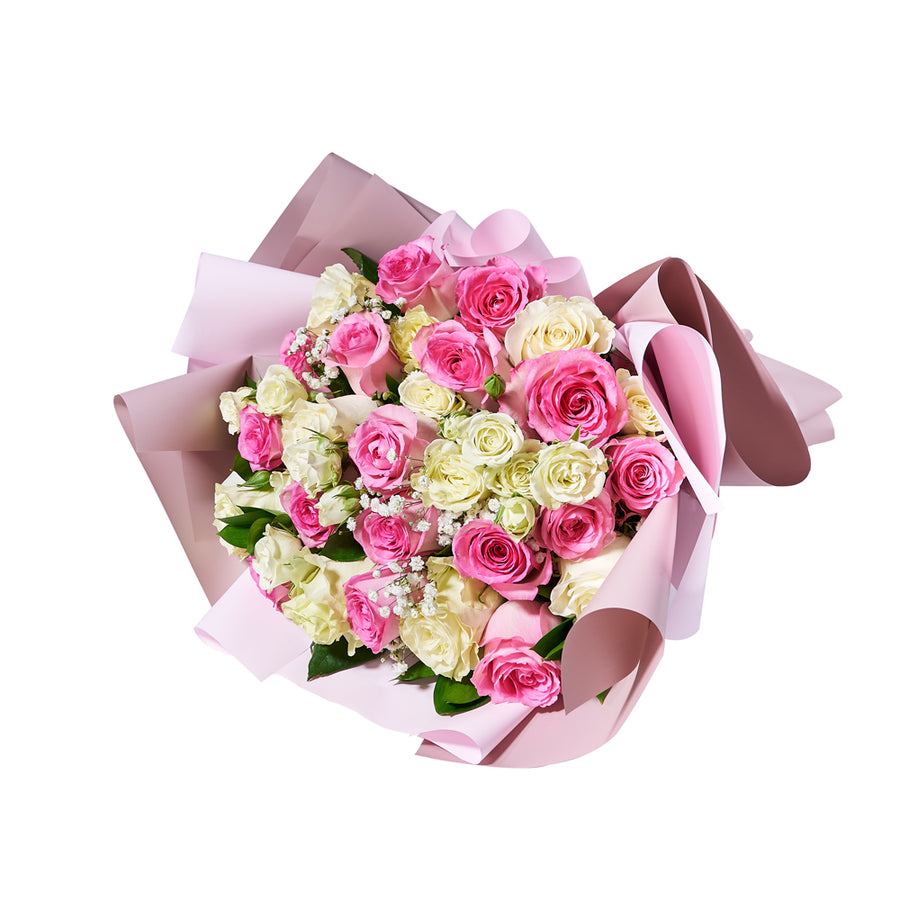Sublime Pink & White Rose Bouquet from New York Blooms - Flower Gifts - New York Delivery.