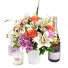 Beautifully Fragrant Flowers & Champagne Gift, Champagne Gifts, Mixed Floral Arrangement, Candles, Spa Gift Set, Floral Gift Set, Floral Gift Baskets, NY Same Day Delivery