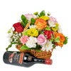 Spirits & Bountiful Mixed Rose Gift Set, Spirits and Mixed Floral Arrangement, Multi-Colored Floral Arrangement, Liquor, Liquor Gifts, Floral Gifts, Floral Gift Baskets, NY Same Day Delivery