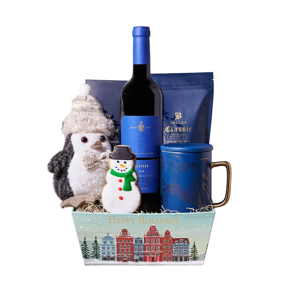 Holiday Penguin & Hot Cocoa Gift Basket Christmas gift baskets New