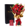 Valentine’s Day Dozen Red Rose Bouquet With Box & Chocolate from New York Blooms - Floral Gift Set - New York Delivery.
