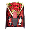 Valentine's Day 18 Stem Red Roses With Chocolate & Wine  - Flower & Wine Gift Set - New York Delivery.
