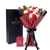 Valentine’s Day Dozen Red & White Rose Bouquet With Box & Chocolate from New York Blooms - Flower Gift Set - New York Delivery.