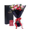 Valentine’s Day Dozen Red & Pink Rose Bouquet With Box & Chocolate from New York Blooms - Flower Gift Set - New York Delivery.