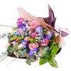 Lavender Whispers Iris Bouquet, Mixed Floral Bouquet, Multi-Colored Floral Arrangement, Floral Gifts, Mixed Flower Gifts, Roses, Purple Irises, Lilies, Peruvian Lilies, Purple Flower Bouquet, NY Same Day Delivery