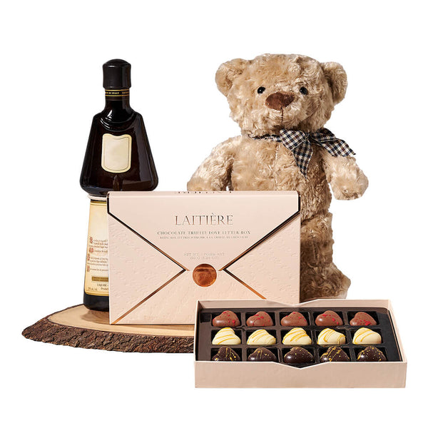 Liquor & Teddy Chocolate Gift Liquor gift baskets New York delivery Blooms New York