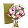 Mother’s Day 12 Stem Pink & White Rose Bouquet with Box from New York Blooms - Mixed Floral Gift Box - New York Delivery.