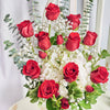 Rose and Hydrangea Arrangement, Roses and Hydrangea, Mixed Floral Arrangement, Mixed Floral Gifts, Red and White Flower, Gift Baskets, NY Same Day Delivery