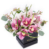 Softly Pink Orchid Box Arrangement, Pink Orchids, Mixed Orchids Arrangements, Mixed Floral Hat Box, NY Same Day Delivery