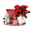Christmas Poinsettia & Tea Gift Set, christmas gift, christmas, holiday gift, holiday, gourmet gift, gourmet, plant gift, plant. New York Blooms- New York Delivery Blooms