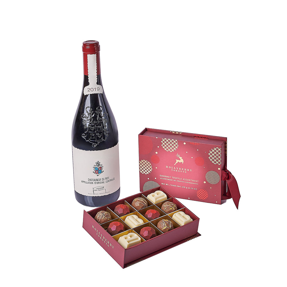 Christmas Wine &amp; Chocolate Gift Set, wine gift, wine, chocolate gift, chocolate, christmas gift, christmas, New York delivery
