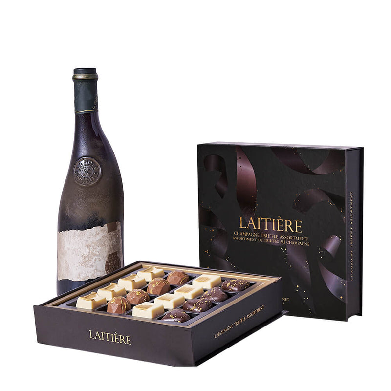 Congrats Wine & Truffle Graduate Gift, wine gift, wine, gourmet gift, gourmet, chocolate gift, chocolate, graduation gift, graduation. New York Blooms - New York Delivery Blooms