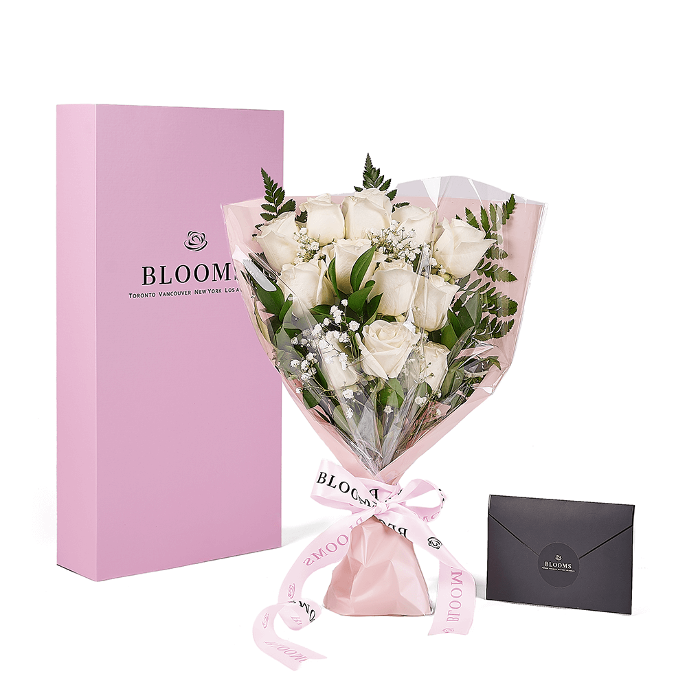 Enduring White Rose Bouquet &amp; Box, floral gifts, rose gifts, gifts, roses, New York delivery