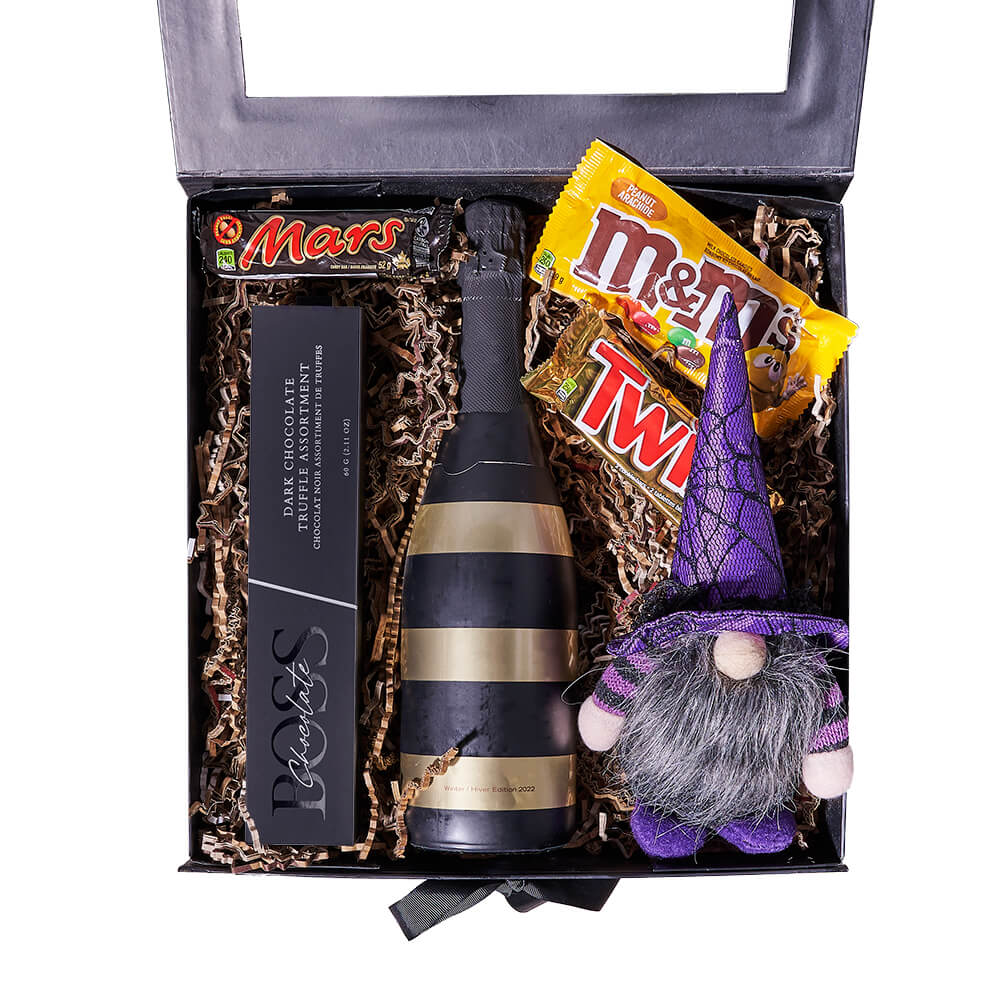Halloween Champagne &amp; Candy Box, champagne gift, champagne, sparkling wine gift, sparkling wine, gourmet gift, gourmet, halloween gift, halloween, candy gift, candy. New York Blooms - New York Delivery Blooms