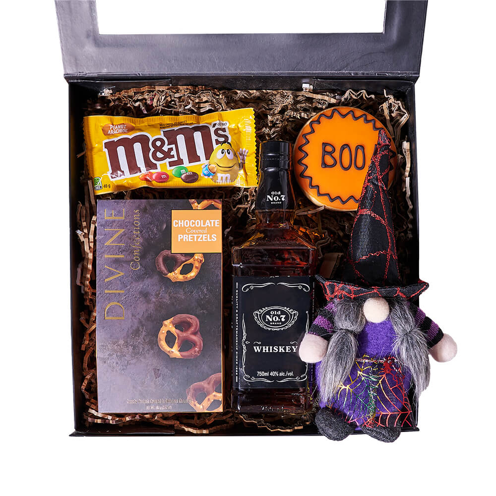 Haunting Spirits &amp; Sweets Gift, halloween gift, halloween, gourmet gift, gourmet, liquor gift, liquor.New York Blooms - New York Delivery Blooms