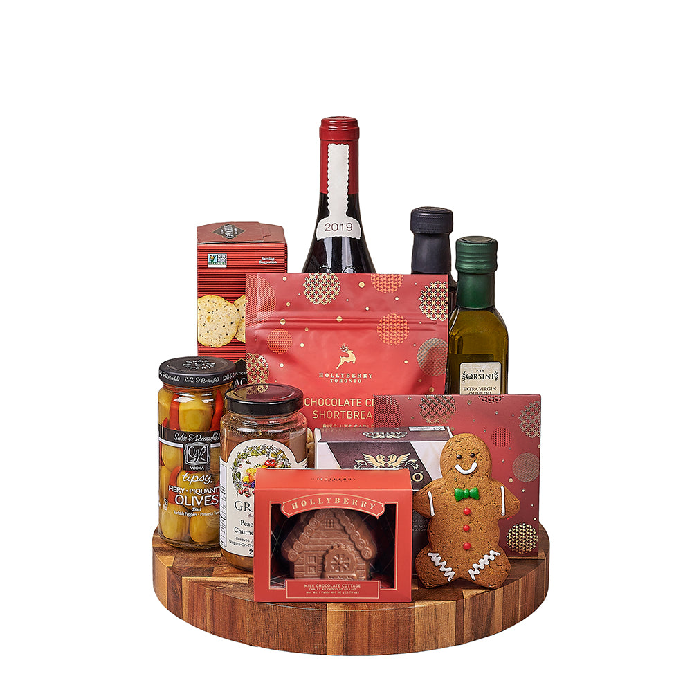 Holiday Wine & Appetizer Gift Set, wine gift, wine, chocolate gift, chocolate, christmas gift, christmas, New York delivery