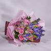 Lavender Whispers Iris Bouquet, Mixed Floral Bouquet, Multi-Colored Floral Arrangement, Floral Gifts, Mixed Flower Gifts, Roses, Purple Irises, Lilies, Peruvian Lilies, Purple Flower Bouquet, NY Same Day Delivery