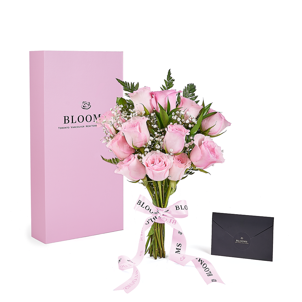 Mother’s Day 12 Stem Pink Rose Bouquet with Box, rose gift, rose, mothers day gift, mothers day, New York delivery