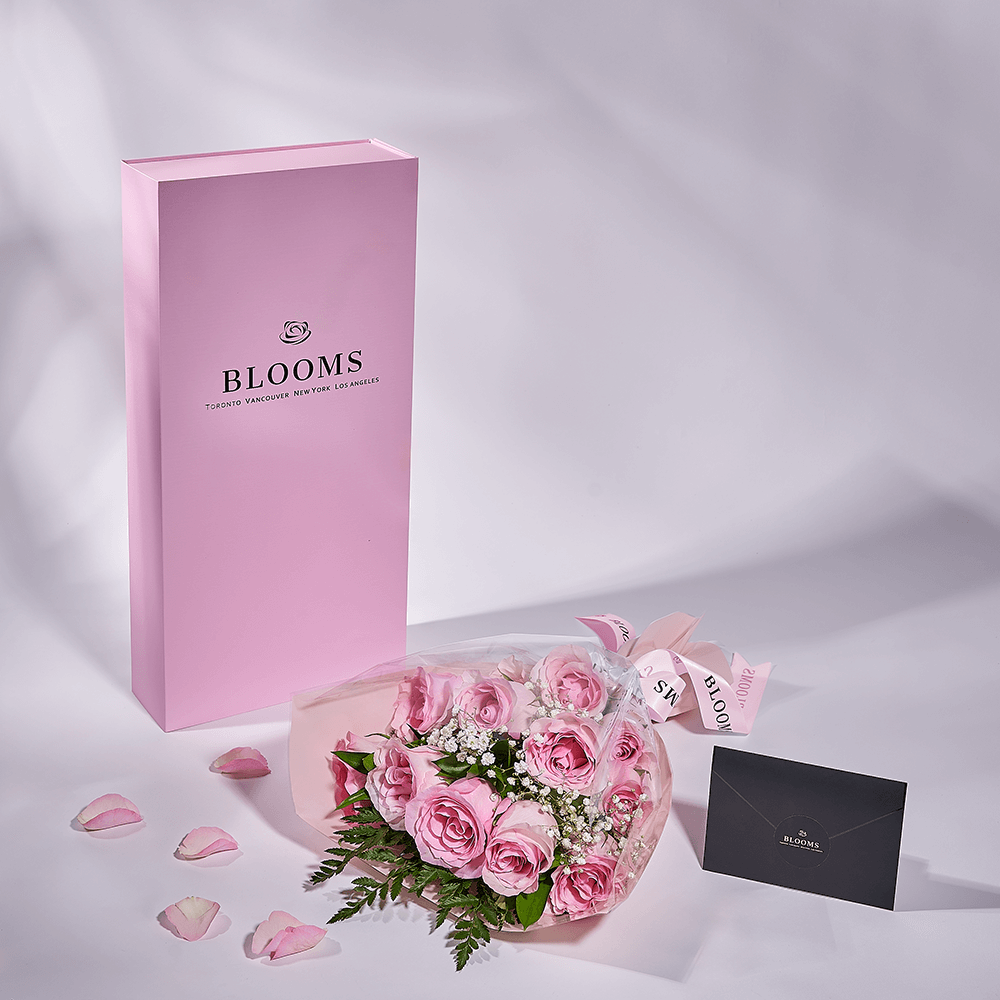 Mother’s Day 12 Stem Pink Rose Bouquet with Box, rose gift, rose, mothers day gift, mothers day, New York delivery