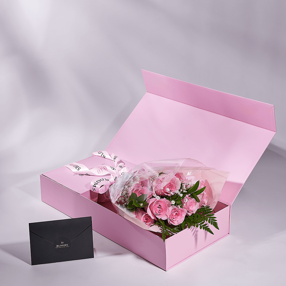Mother’s Day 12 Stem Pink Rose Bouquet with Box, rose gift, rose, mothers day gift, mothers day, New York delivery