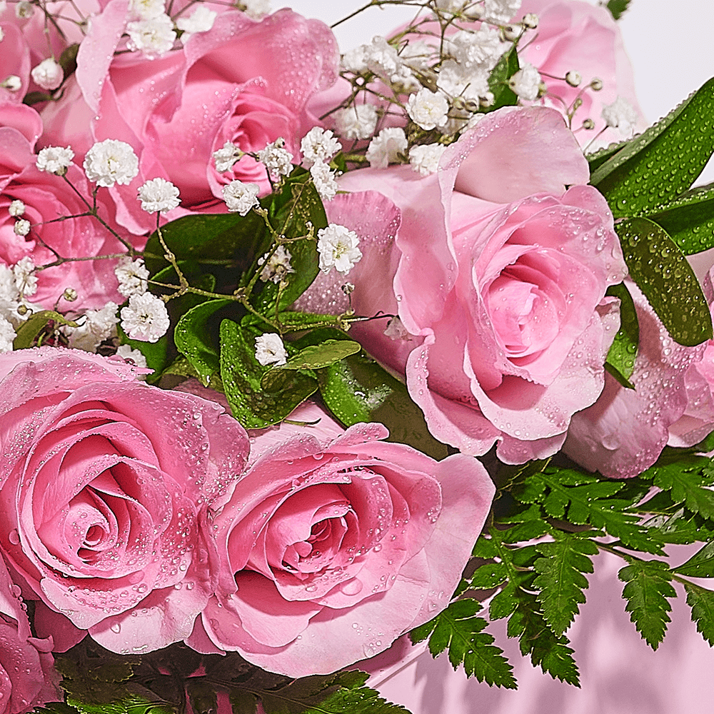 Mother’s Day 12 Stem Pink Rose Bouquet with Box & Wine, rose gift, rose, mothers day gift, mothers day, wine gift, wine, New York delivery