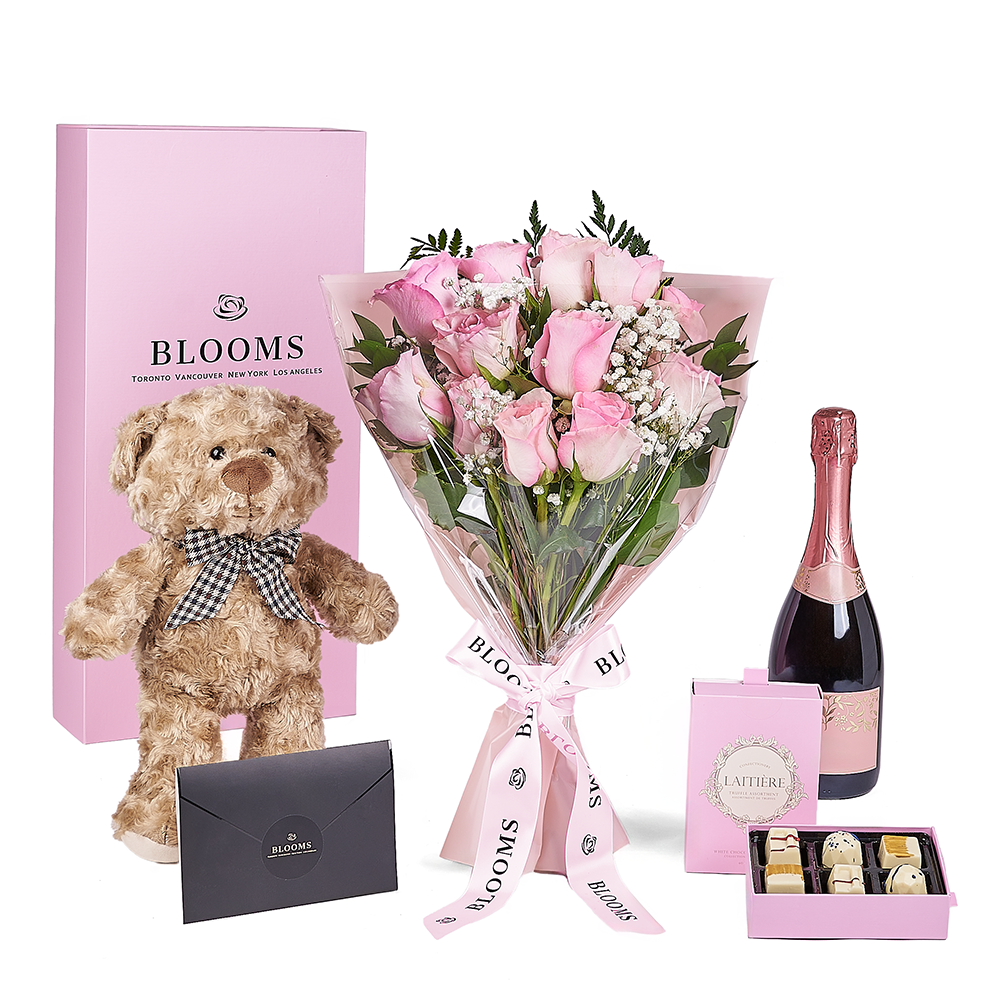 Mother’s Day Ultimate Pink Rose Gift Set – Mother’s Day Gifts – New York delivery, champagne gift, champagne, sparkling wine gift, sparkling wine
