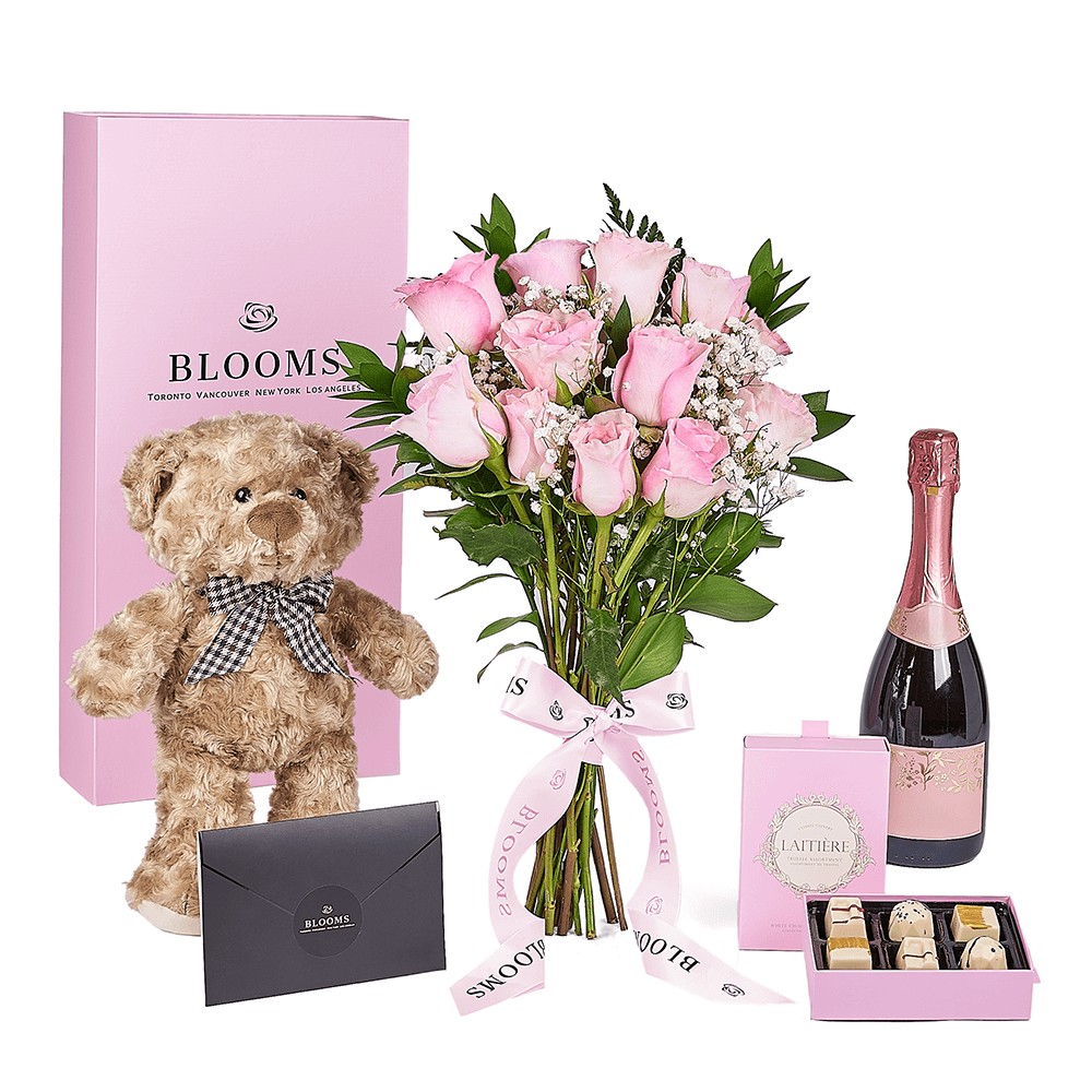 Mother’s Day Ultimate Pink Rose Gift Set – Mother’s Day Gifts – New York delivery, champagne gift, champagne, sparkling wine gift, sparkling wine