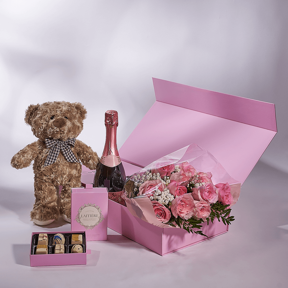 Mother’s Day Ultimate Pink Rose Gift Set – Mother’s Day Gifts – New York delivery, champagne gift, champagne, sparkling wine gift, sparkling wine