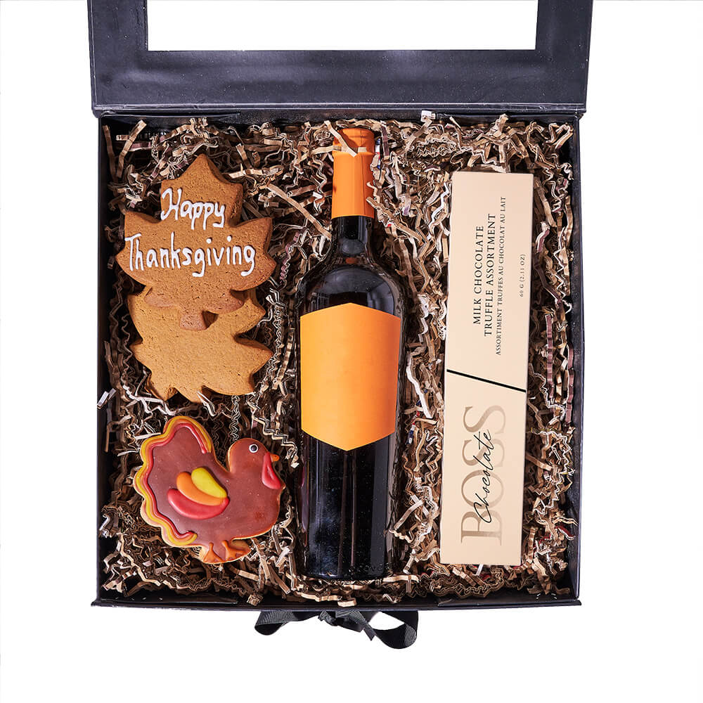 Thanksgiving Wine &amp; Dessert Box from New York Blooms - Wine Gift Box - New York Delivery.