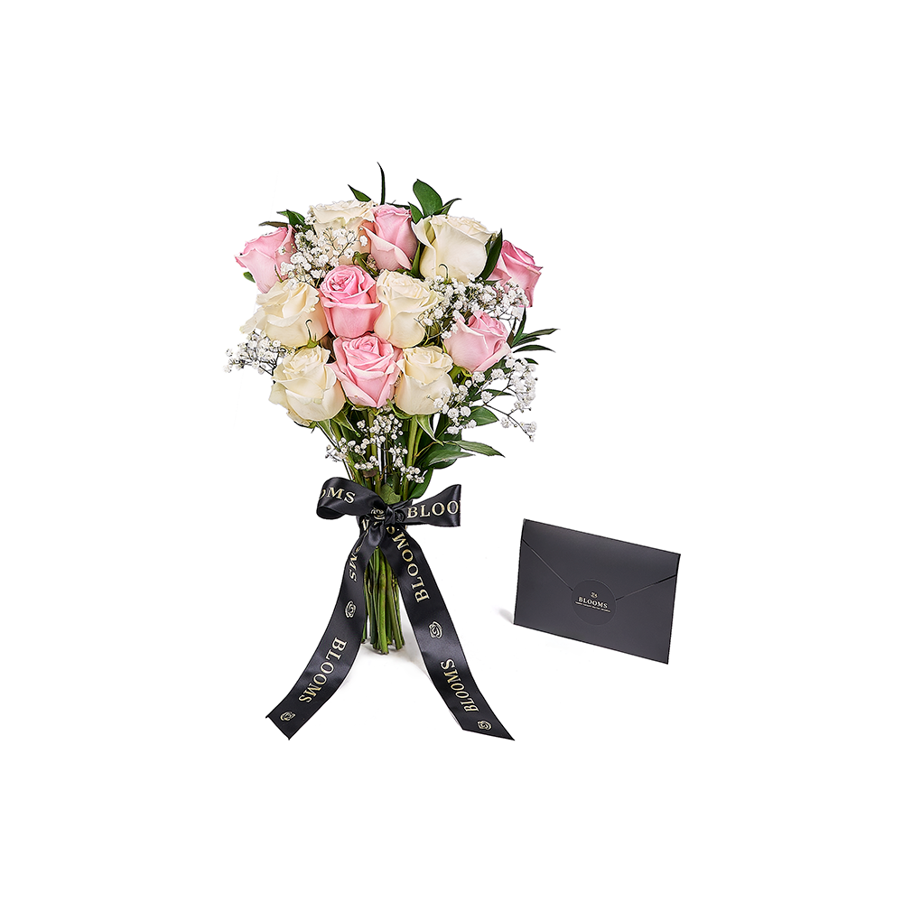 Valentine's Day 12 Stem Pink & White Rose Bouquet, valentines day gift, valentines day, rose gift, rose, New York delivery
