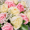 Valentine's Day 12 Stem Pink & White Rose Bouquet with Box & Wine, valentines day gift, valentines day, rose gift, rose, wine gift, wine, New York delivery