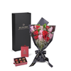 Valentine’s Day Dozen Red & Pink Rose Bouquet With Box & Chocolate from New York Blooms - Flower Gift Set - New York Delivery.