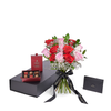 Valentine’s Day Dozen Red & Pink Rose Bouquet With Box & Chocolate from New York Blooms - Flower Gift Set - New York Delivery.