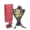 Valentine’s Day Dozen White Rose Bouquet With Box & Chocolate from New York Blooms - Flower Gift Sets - New York Delivery.