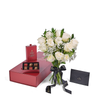 Valentine’s Day Dozen White Rose Bouquet With Box & Chocolate from New York Blooms - Flower Gift Sets - New York Delivery.