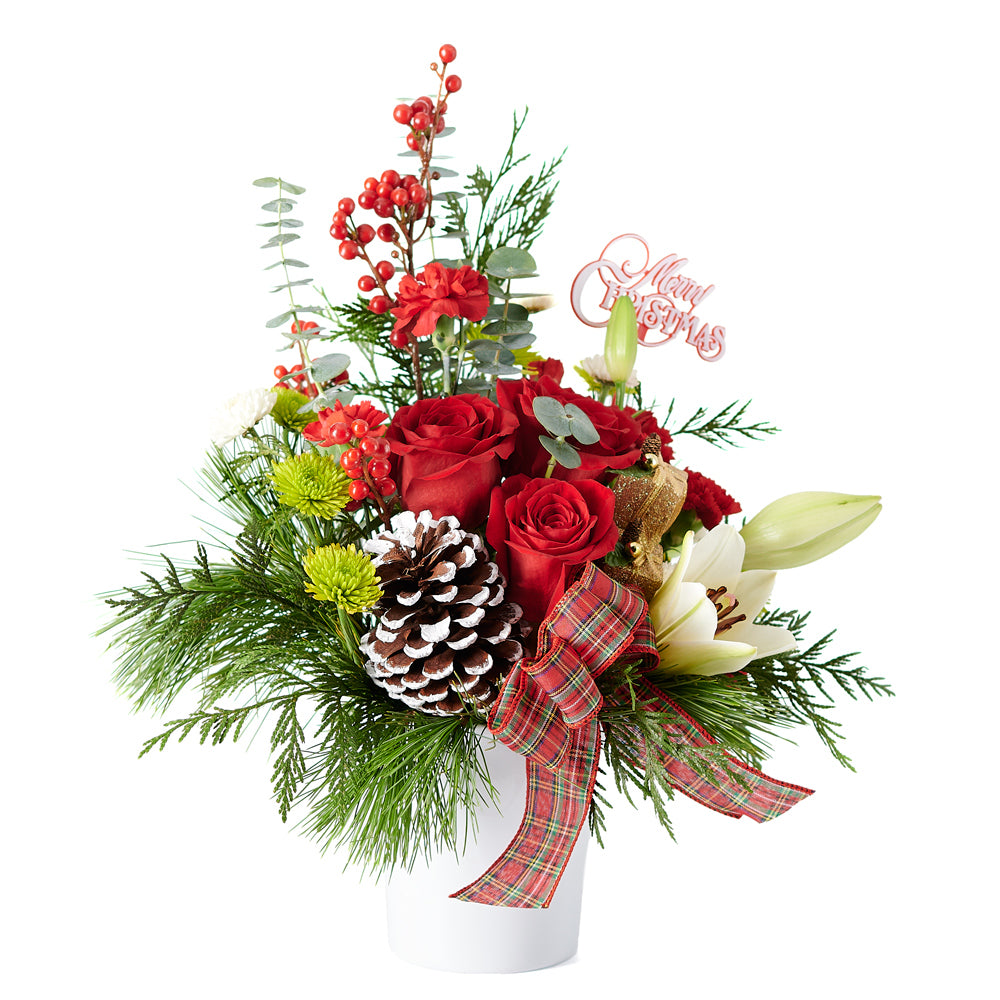 Very Merry Christmas Arrangement from New York Blooms - Mixed Floral Gifts - New York Delivery.