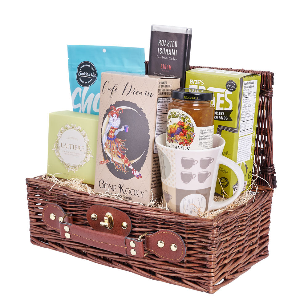 Bravely Bold Gourmet Coffee Gift Basket, Gourmet Gift Baskets, Coffee, Chocolates, Crackers, Cookies, Gift Baskets, NY Same Day Delivery