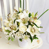 Alabaster Mixed Lily Arrangement, Mixed Floral Arrangement, White Floral Arrangement, White Floral Bouquets, White Floral Arrangement, Floral Gift Baskets, NY Same Day Delivery