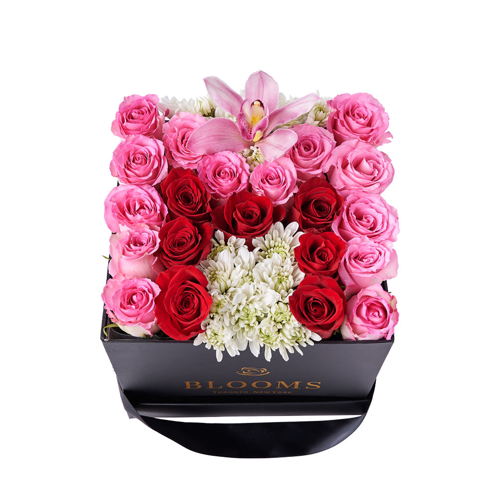 M is for Mom Floral Arrangement, gift baskets, floral gifts, mother’s day gifts New York Blooms