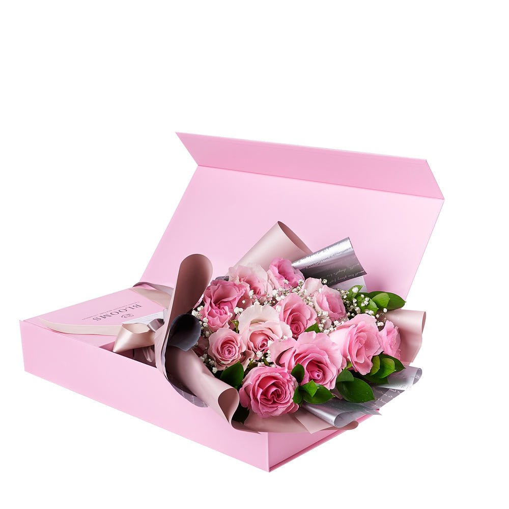 Simply Perfect Pink Rose Bouquet & Box from New York Blooms - Flower Gifts Set - New York Delivery.