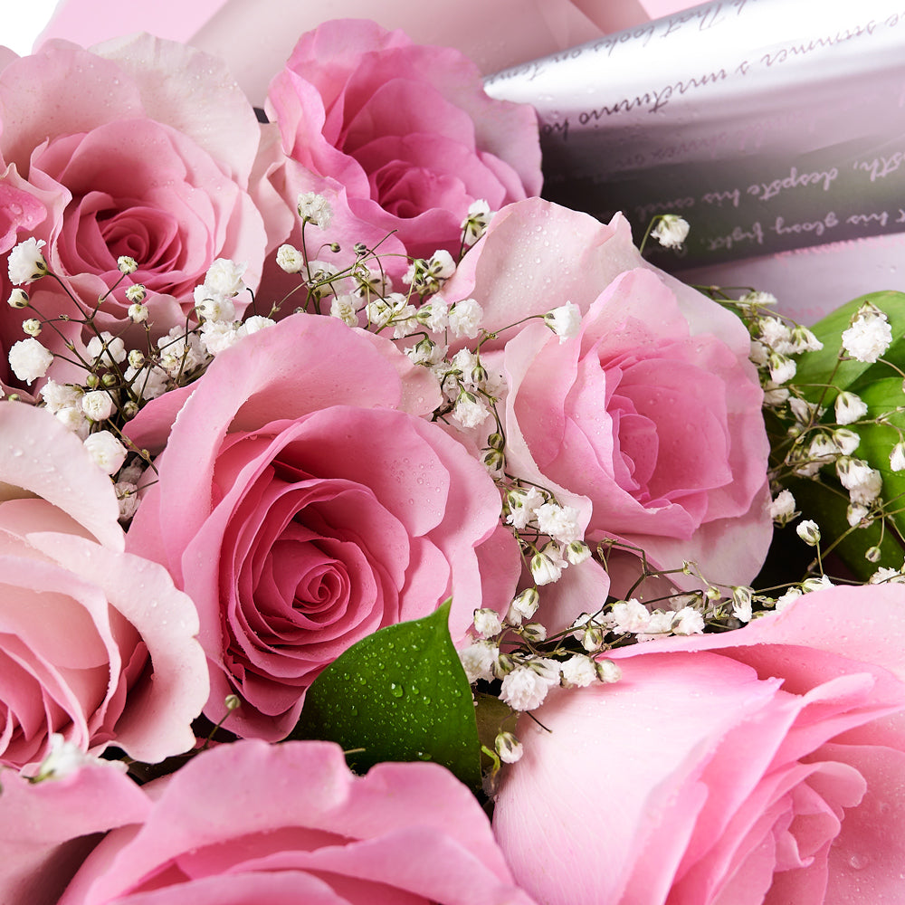 Simply Perfect Pink Rose Bouquet & Box from New York Blooms - Flower Gifts Set - New York Delivery.