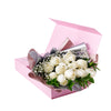 Enduring White Rose Bouquet & Box, floral gifts, rose gifts, gifts, roses. New York Blooms