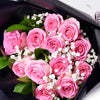 Valentine's Day 12 Stem Pink Rose Bouquet With Box & Champagne from New York Blooms - Flower & Champagne Gift Sets - New York Delivery.