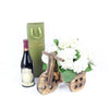 Charming Garden Party Flowers & Wine Gift, Wine Gifts, White Hydrangea, Floral Gifts, NY Same Day Delivery