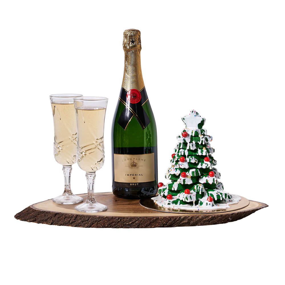 Christmas Champagne & Cookie Gift, champagne gift, champagne, sparkling wine gift, sparkling wine, gourmet gift, gourmet, christmas gift, christmas, holiday gift, holiday