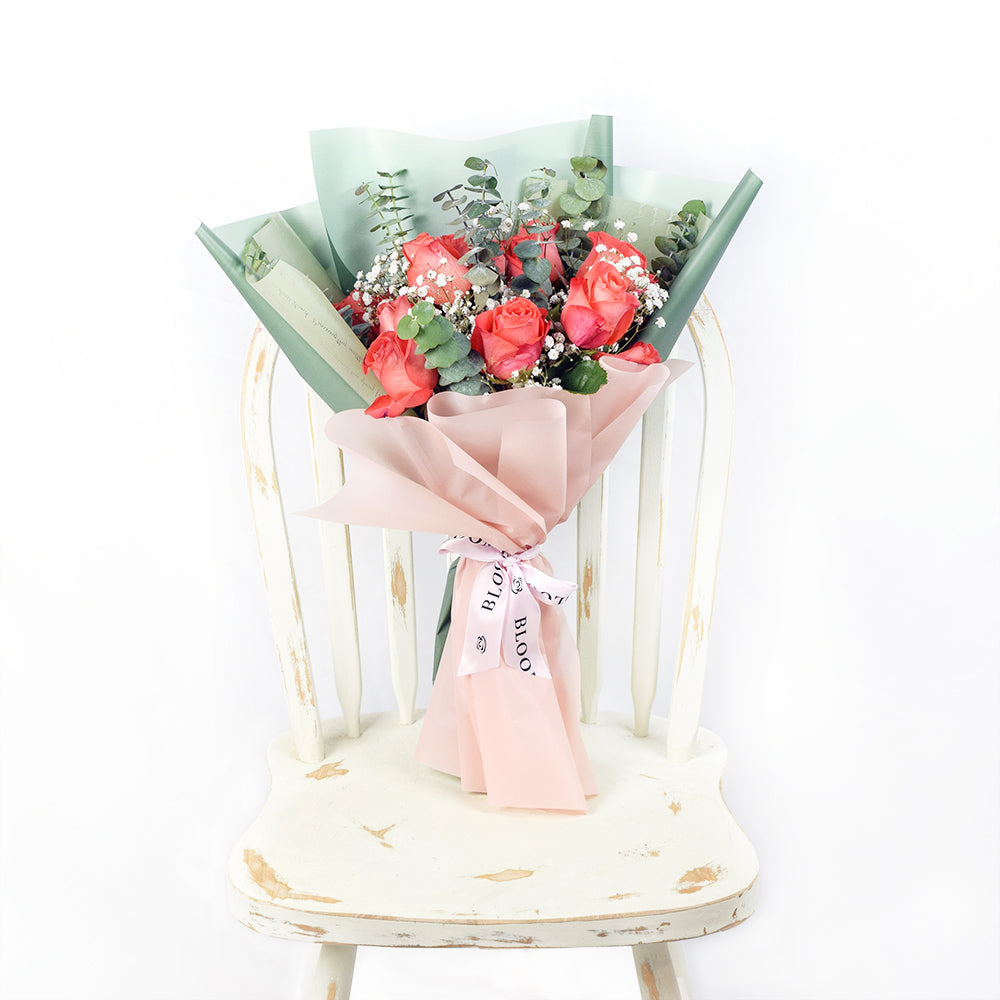 Coral Rose Dream Bouquet, Roses Gifts, floral gift baskets, gift baskets, flower bouquets, NY Same Day Delivery