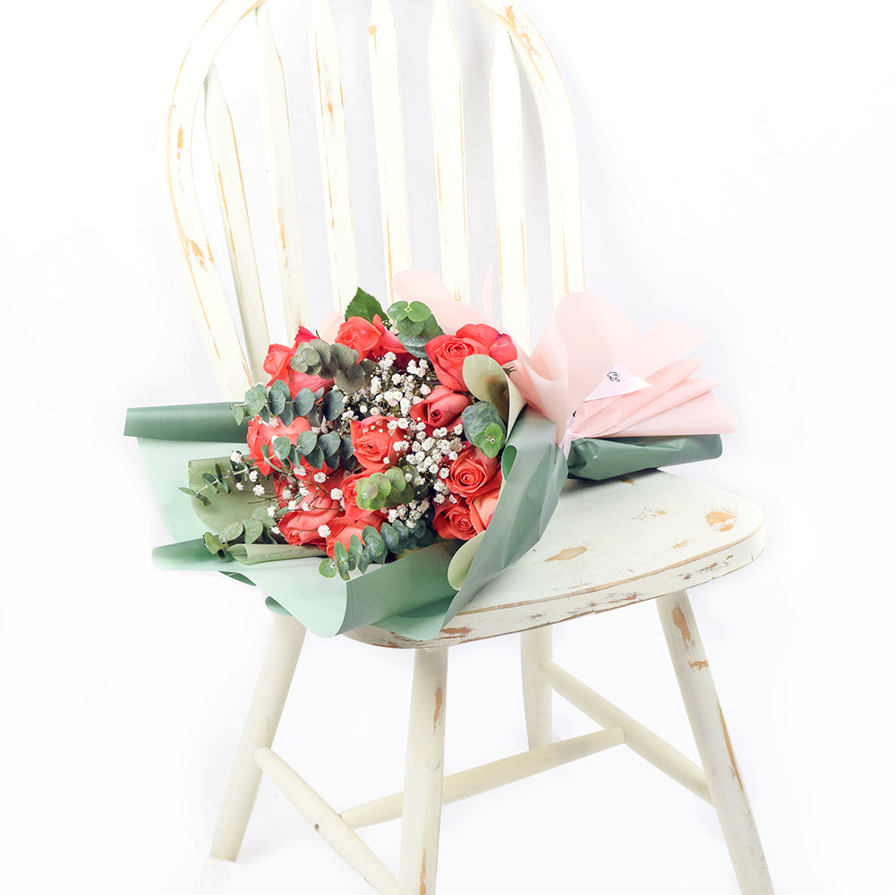 Coral Rose Dream Bouquet, Roses Gifts, floral gift baskets, gift baskets, flower bouquets, NY Same Day Delivery