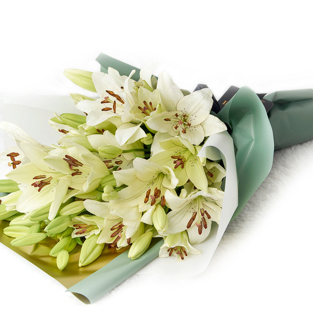 Crisp Snow Peruvian Lily Bouquet, Lily Gifts, White Lilies, Floral Gifts, Floral Bouquets, NY Same Day Delivery